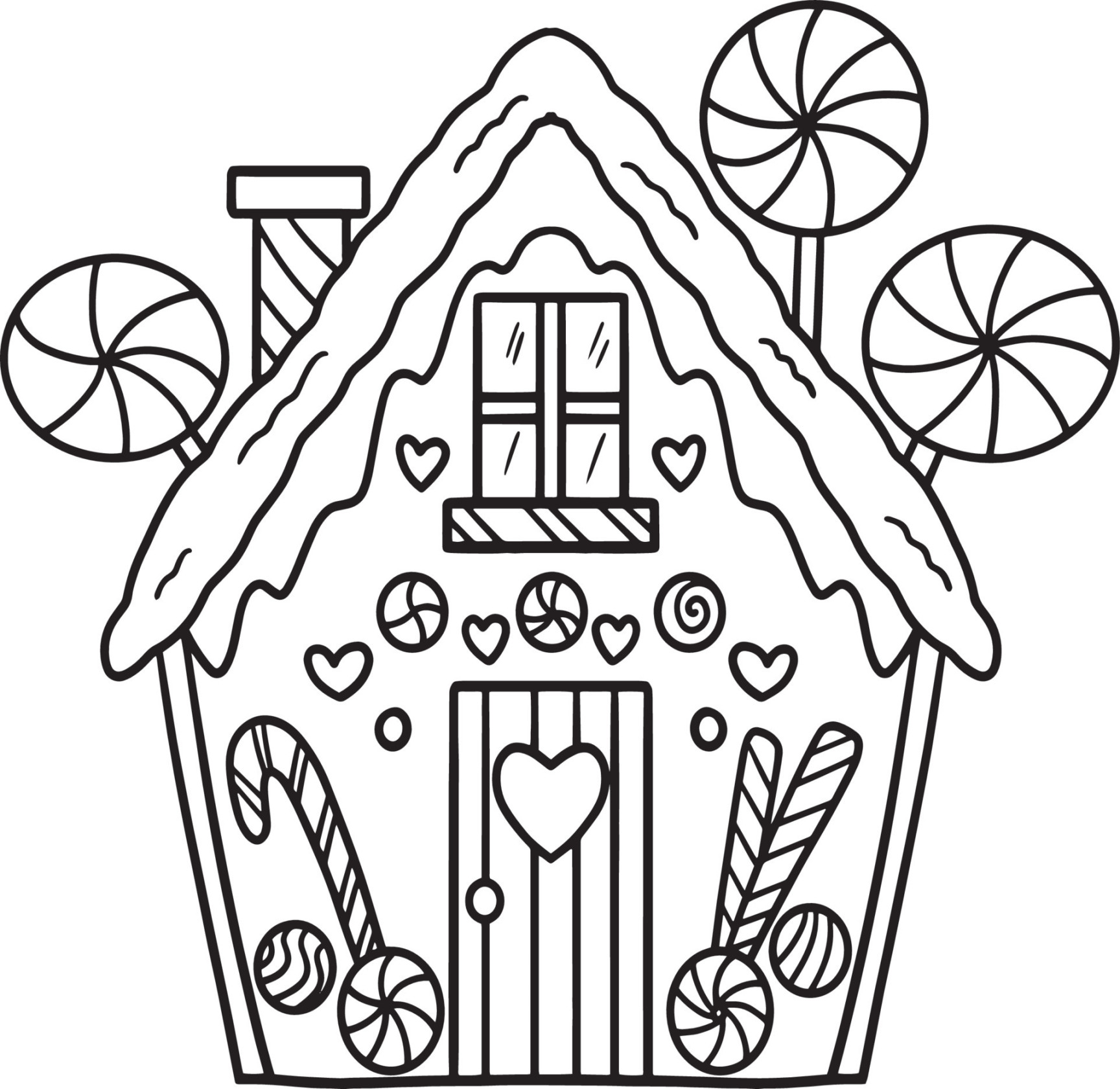 Christmas Gingerbread House Isolated Coloring Page  Vector