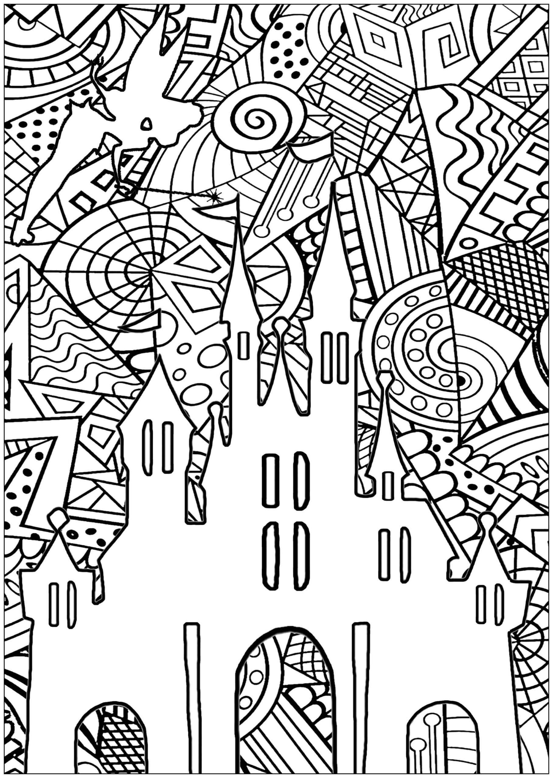 Disney castle - Return to childhood Adult Coloring Pages
