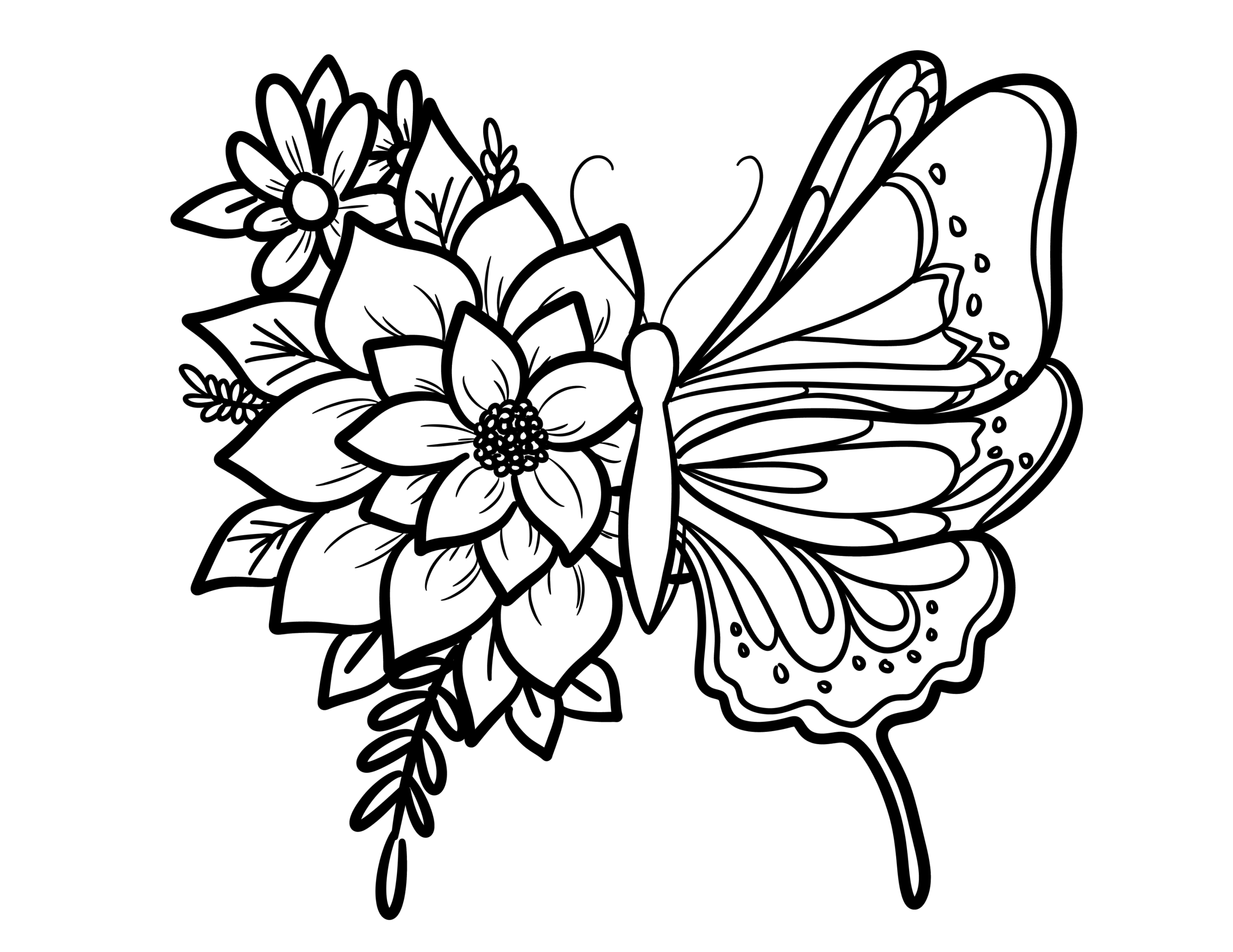 Floral Butterfly Coloring Sheet  SCYAP