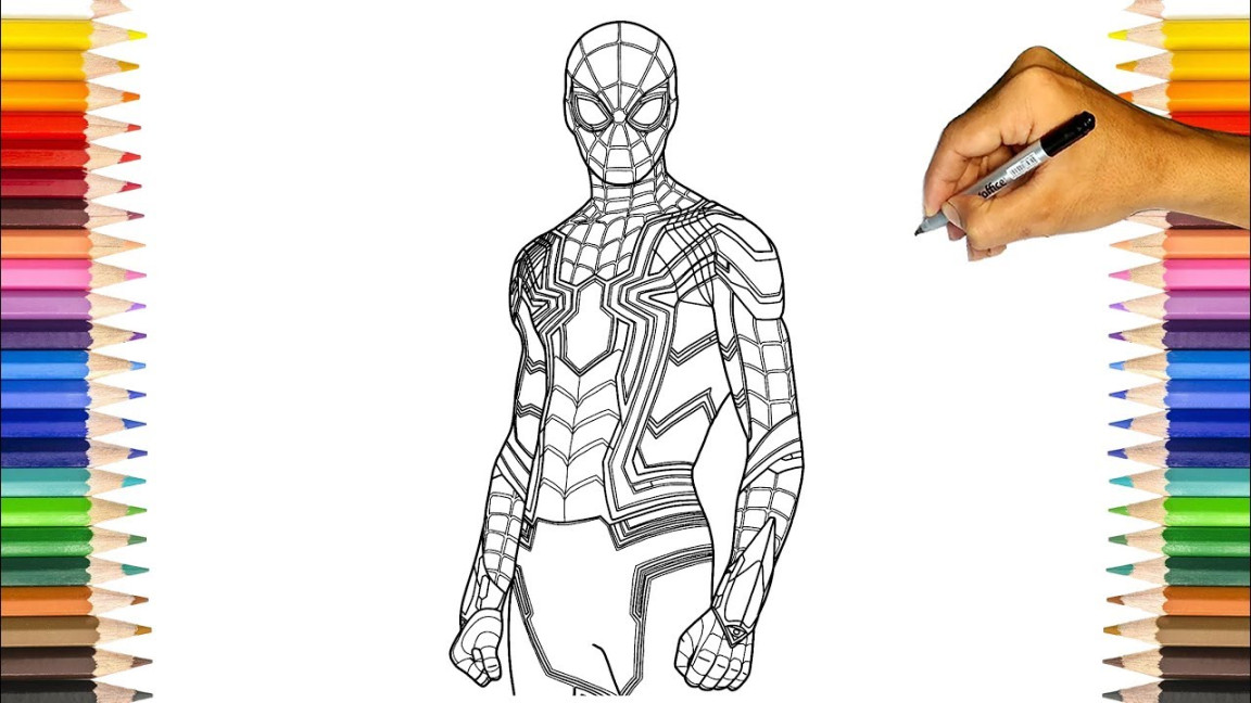 IRON SPIDER Coloring Pages  Spider-Man Iron Suit From Iron-Man Coloring  Book