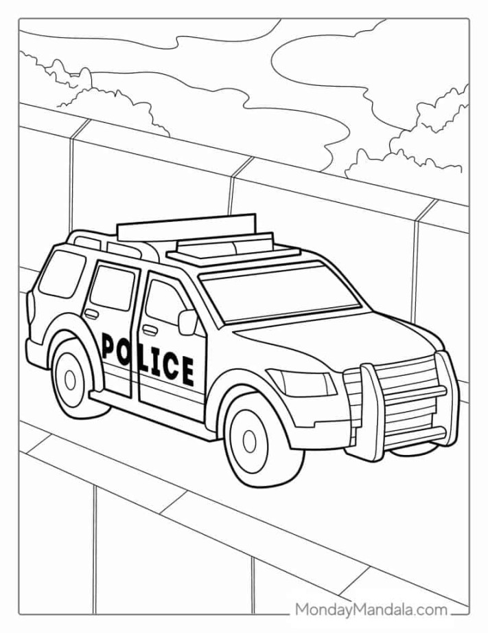 Police Car Coloring Pages (Free PDF Printables)