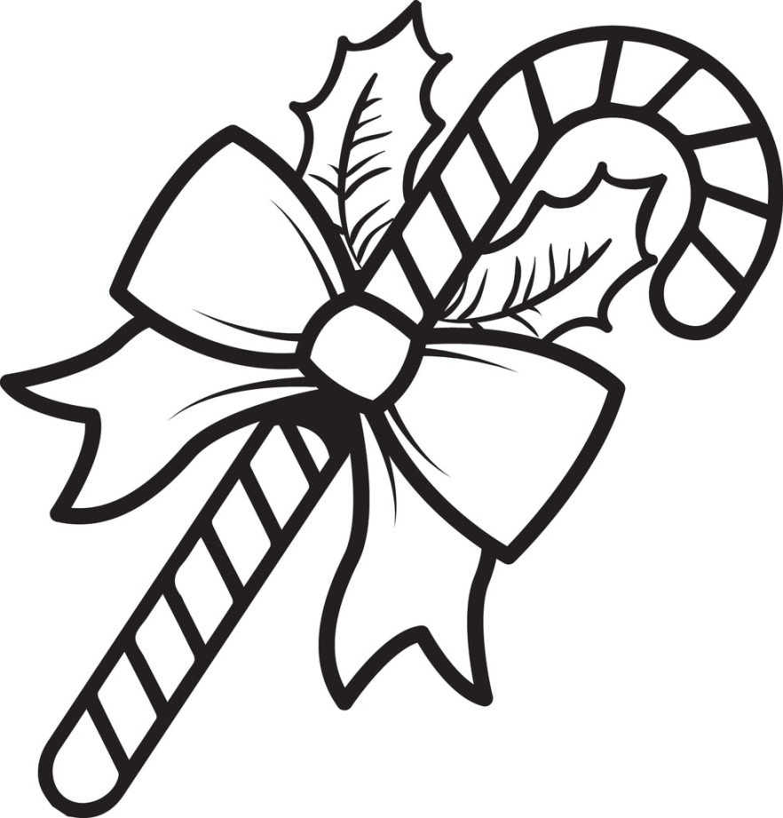 Printable Candy Cane Coloring Page for Kids