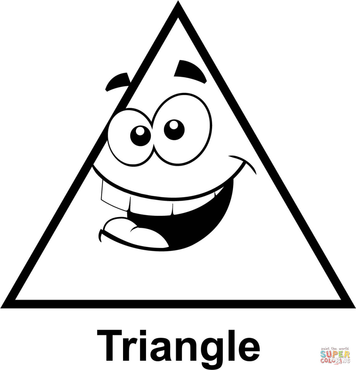 Triangle with Cartoon Face coloring page  Free Printable Coloring
